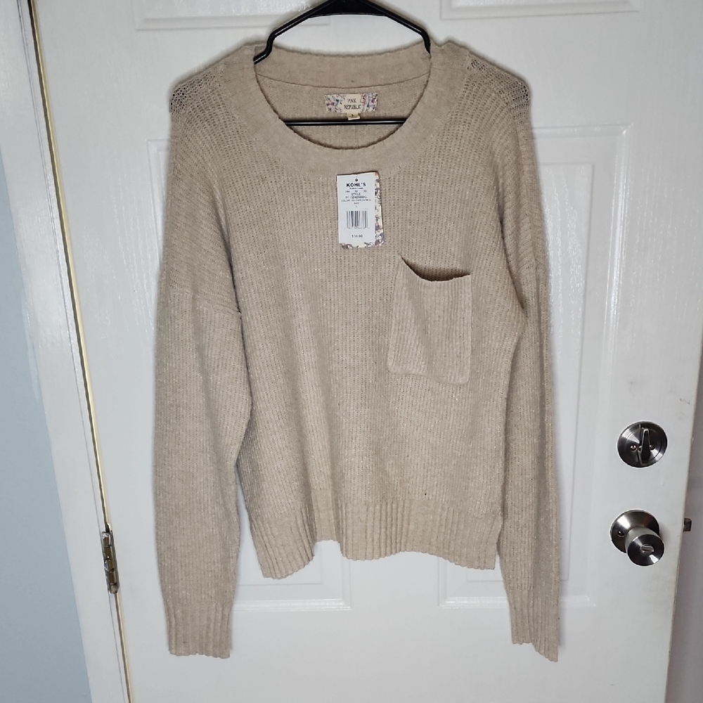 Pink Republic Beige Crew Neck Sweater